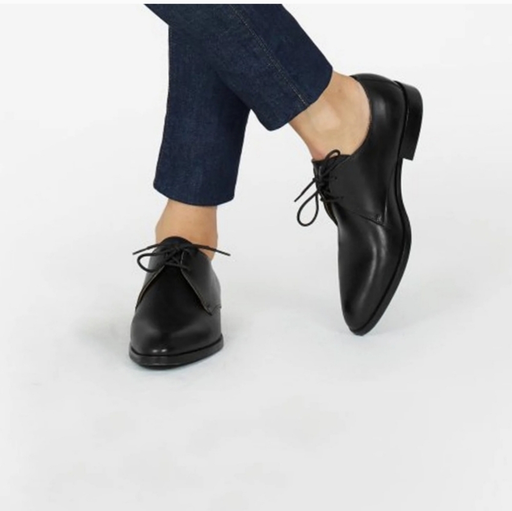 Everlane The Modern Black Leather Lace-Up Oxford Shoes Women Size 10 New No Box